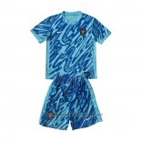 Portugal Goalkeeper Shirt Kids 2024 Blue