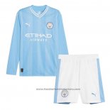 Manchester City Home Shirt Long Sleeve Kids 2023-2024