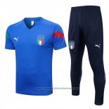 Tracksuit Italy Short Sleeve 2022-2023 Blue