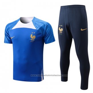 Tracksuit France Short Sleeve 2022-2023 Blue