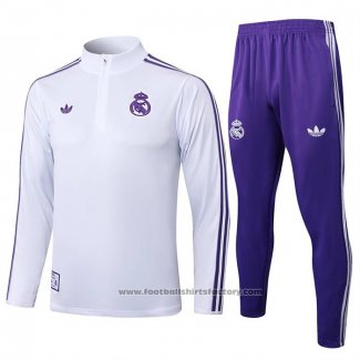 Sweatshirt Tracksuit Real Madrid Kids 2025-2026 White Purple