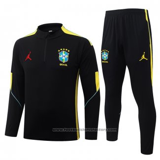 Sweatshirt Tracksuit Brazil Kids 2026-2027 Black Yellow