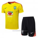 Tracksuit Brazil Short Sleeve 2025-2026 Yellow - Shorts