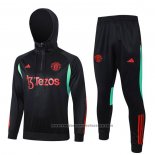Sweatshirt Tracksuit Manchester United Kids 2023-2024 Black and Red