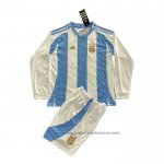 Argentina Home Shirt Long Sleeve Kids 2024