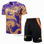 Tracksuit Real Madrid Dragon Shirt Short Sleeve 2024-2025 Purpura - Shorts