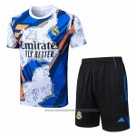 Tracksuit Real Madrid Short Sleeve 2025-2026 White Blue - Shorts
