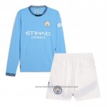 Manchester City Home Shirt Long Sleeve Kids 2024-2025