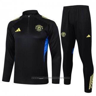 Sweatshirt Tracksuit Manchester United Kids 2025-2026 Black Yellow