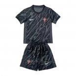 Portugal Goalkeeper Shirt Kids 2024 Black