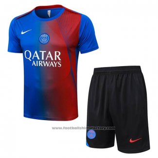 Tracksuit Paris Saint-Germain Short Sleeve 2025-2026 Blue Red - Shorts