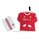 Manchester United Home Shirt Long Sleeve Kids 2021-2022