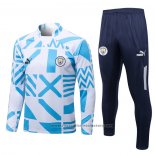 Sweatshirt Tracksuit Manchester City 2022-2023 White and Blue