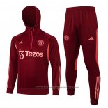 Sweatshirt Tracksuit Manchester United Kids 2023-2024 Dark Red