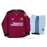 Manchester United Home Shirt Kids Long Sleeve 2023-2024