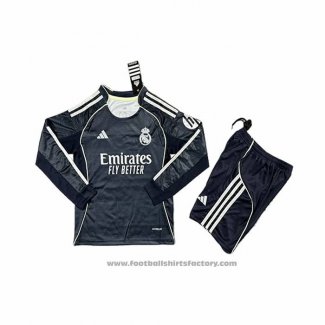 Real Madrid Away Shirt Long Sleeve Kids 2025-2026