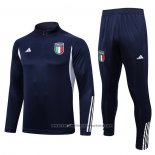 Sweatshirt Tracksuit Italy Kids 2023-2024 Blue