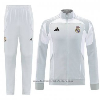 Jacket Tracksuit Real Madrid 2025-2026 Kids Grey White